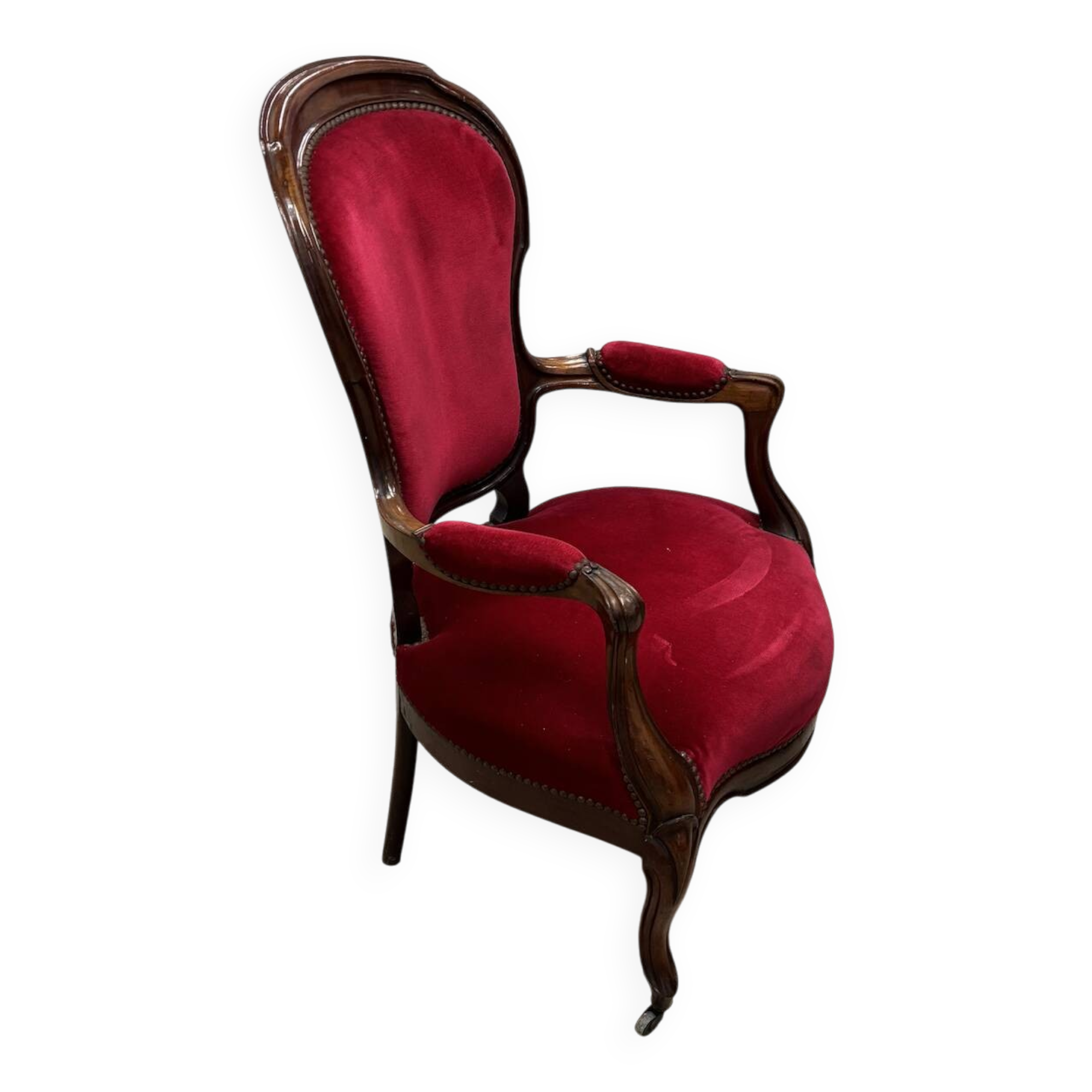 Fauteuil velours rouge