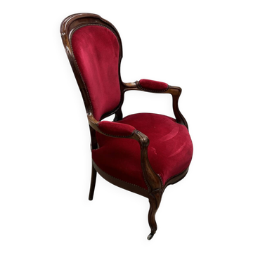 Fauteuil velours rouge