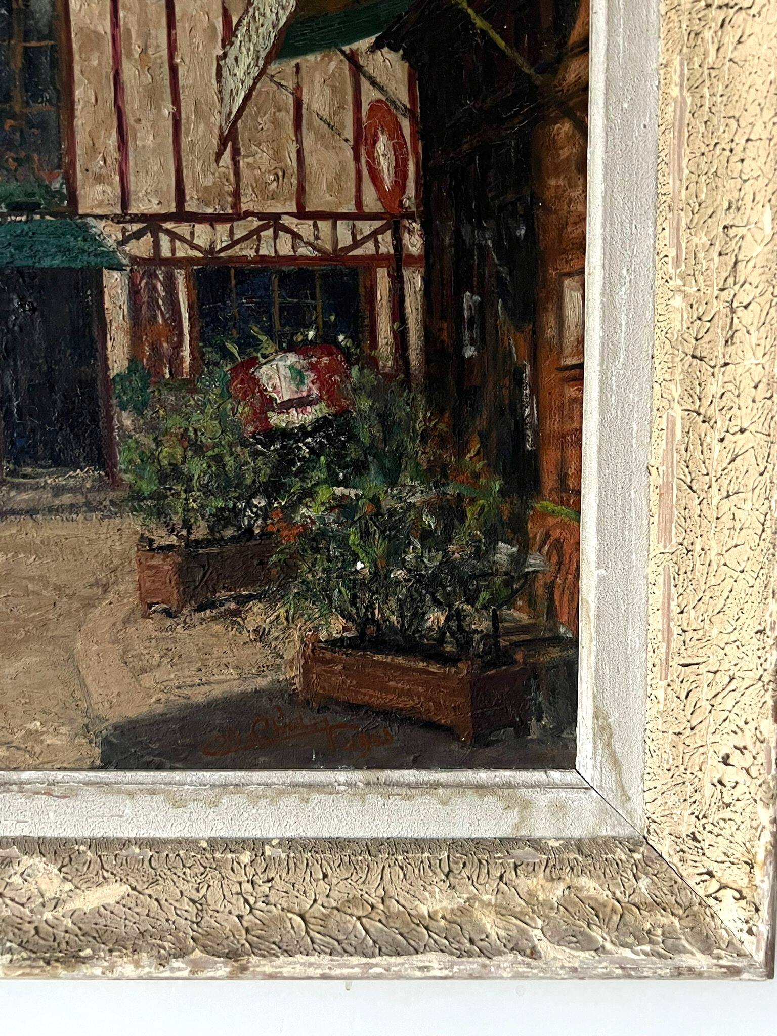 Oil on canvas signed CH Chaloy "Parisian Street" 1953 painting