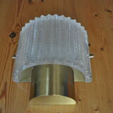 Scandinavian wall lamp, glass and brass, Carl Fagerlund, Sweden, 1965
