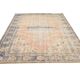 Grand Tapis Oushak Vintage, Laine Fait Main, Pêche et Bleu, 194x267 Cm