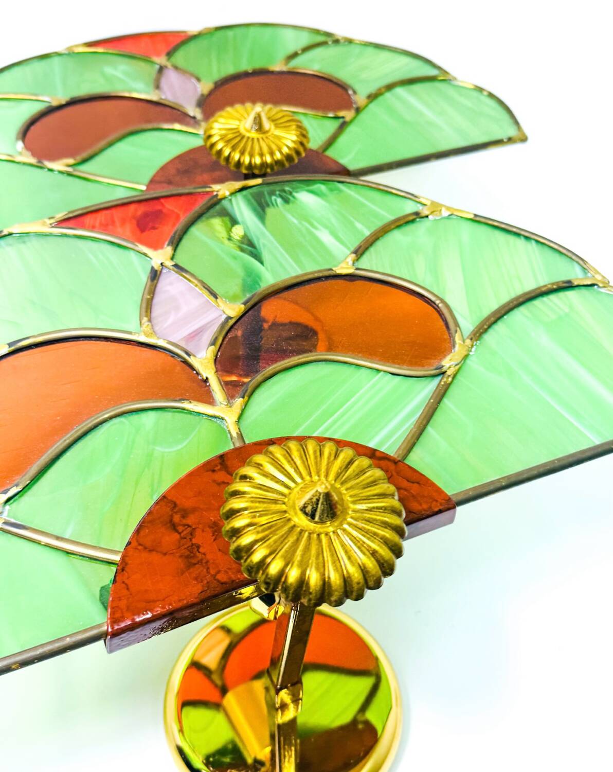 Pair of stained glass wall sconces