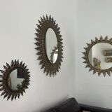 Énorme miroir Soleil en fer forgé années 50