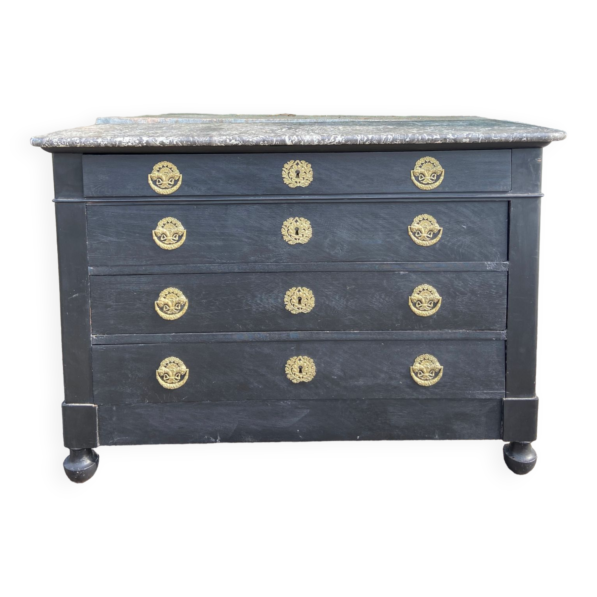 Old period chest of drawers black patinated