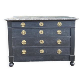 Old period chest of drawers black patinated