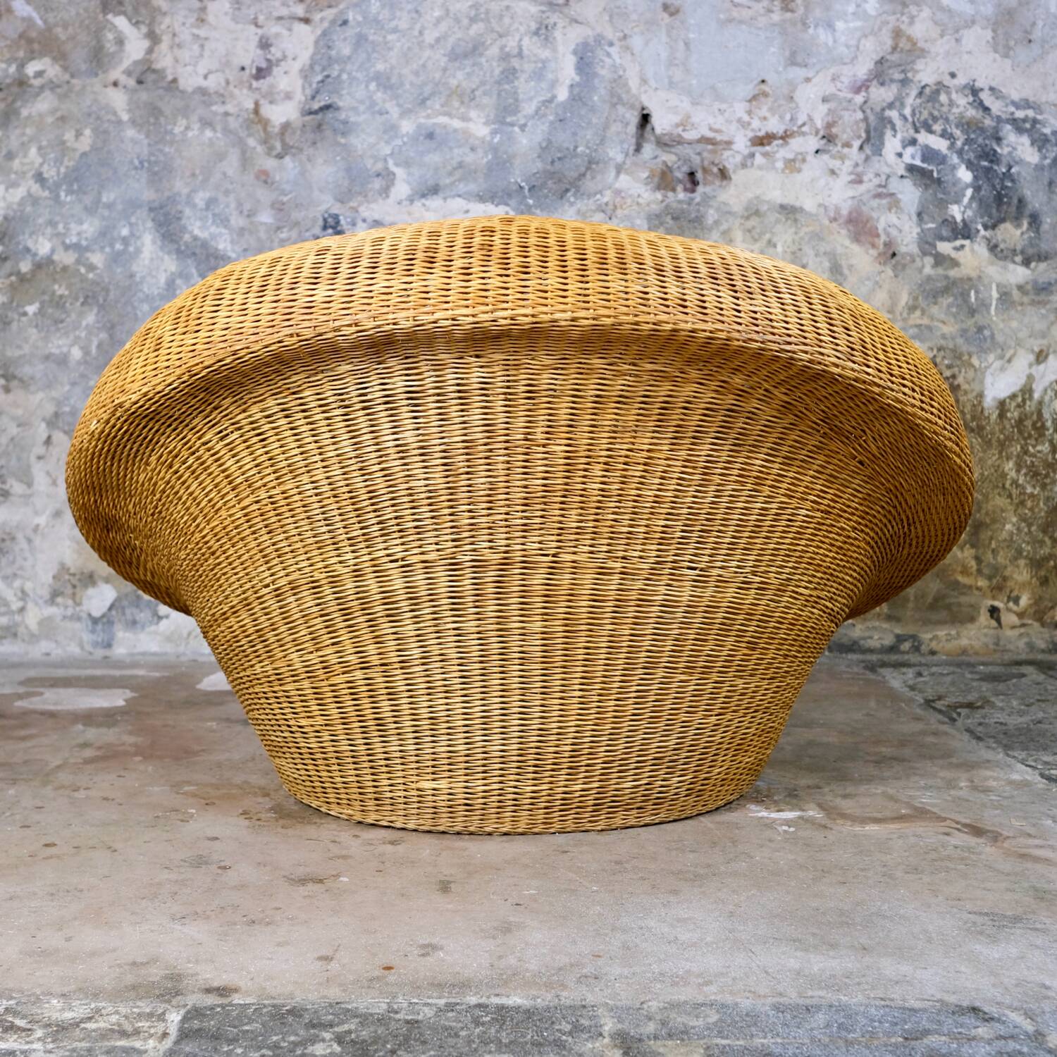 Large wicker basket armchair, Italy, 1970s
