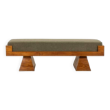 Bench in ash and green mohair velvet. Contemporary.