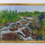 Oil Painting Painted on Canvas with Green and Brown Shades by Sixten Wiklund