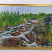 Oil Painting Painted on Canvas with Green and Brown Shades by Sixten Wiklund