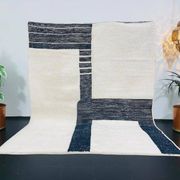 Handmade white and black Berber rug