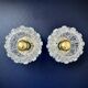 2 vintage brass and pressed glass wall lights Brutalist style 1960-70