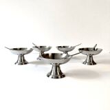 Set of 5 Guy Degrenne stainless steel ice cream cups and spoons