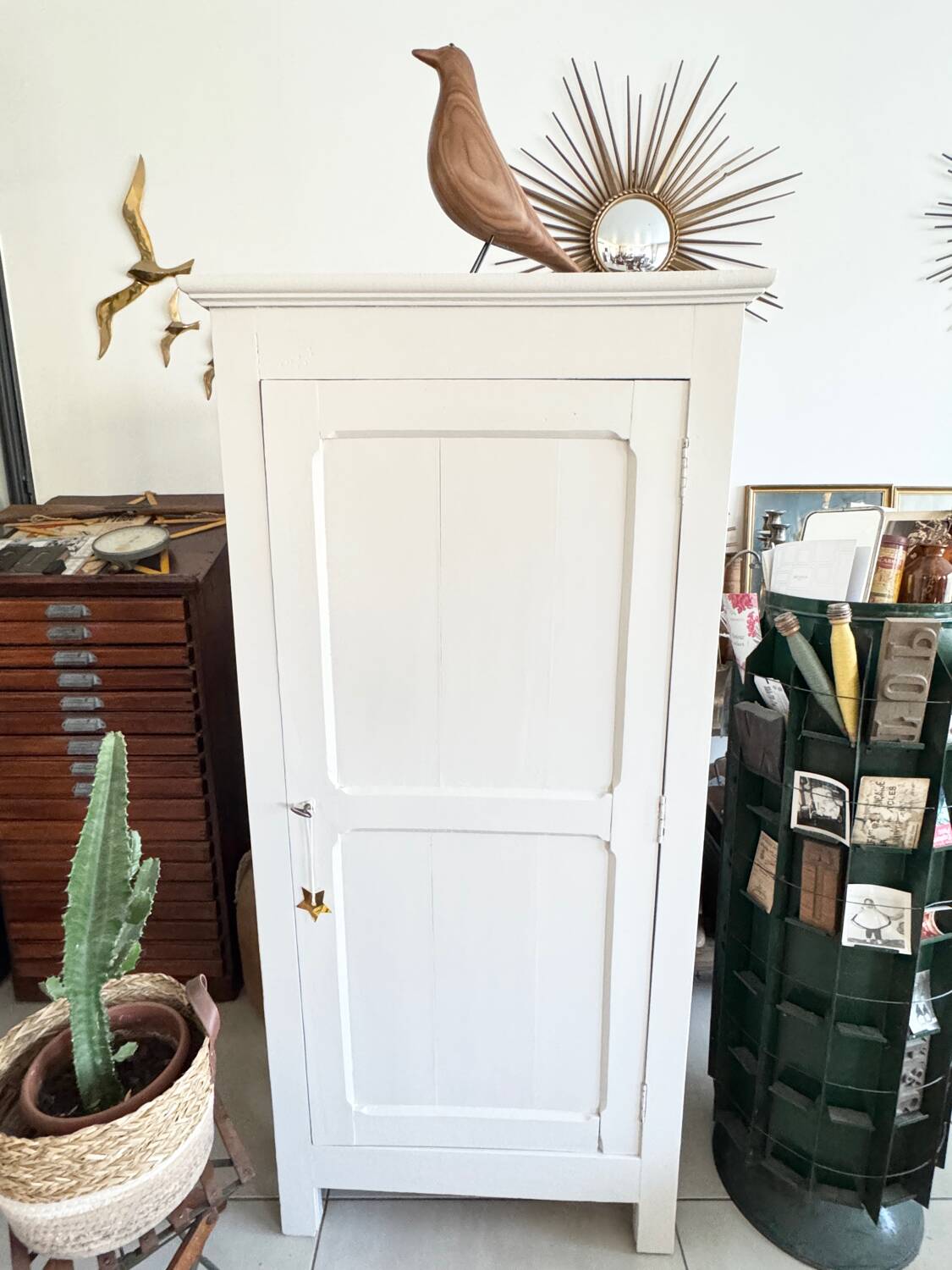Antique vintage white Parisian wardrobe