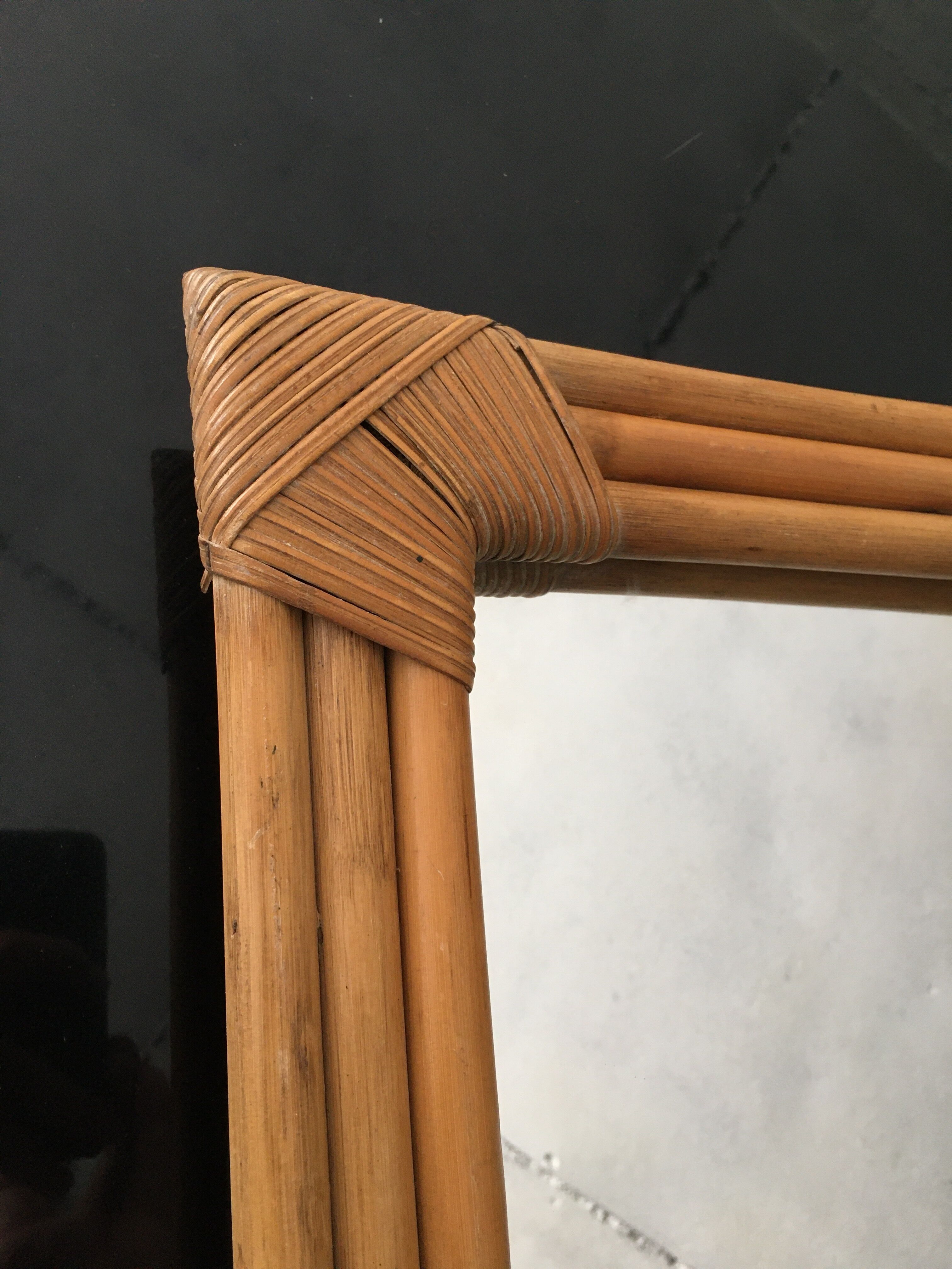 Rectangular rattan mirror, 72x47 cm