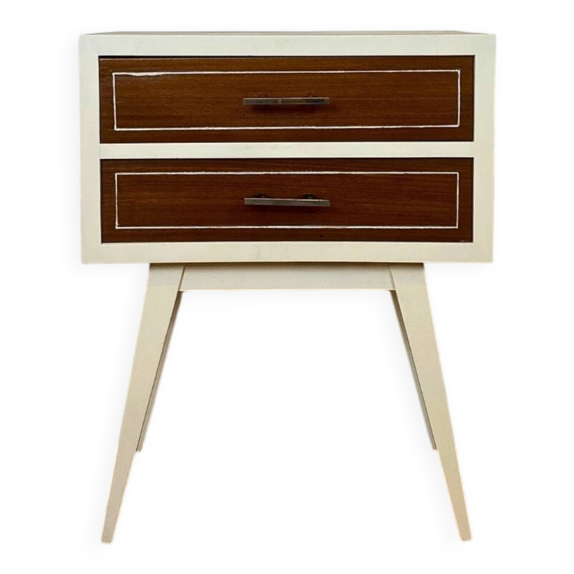Vintage 1960's Beech and Teak Nightstand