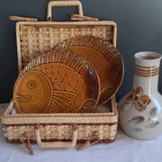 Set of 2 slipware plates