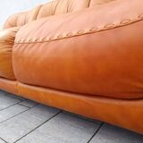 Canapé et fauteuils en cuir cognac par Sapporo pour Mobil, Italie