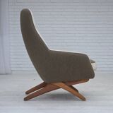 1970s, Danish design by Illum Wikkelsø, furniture wool fabric, oak wood.