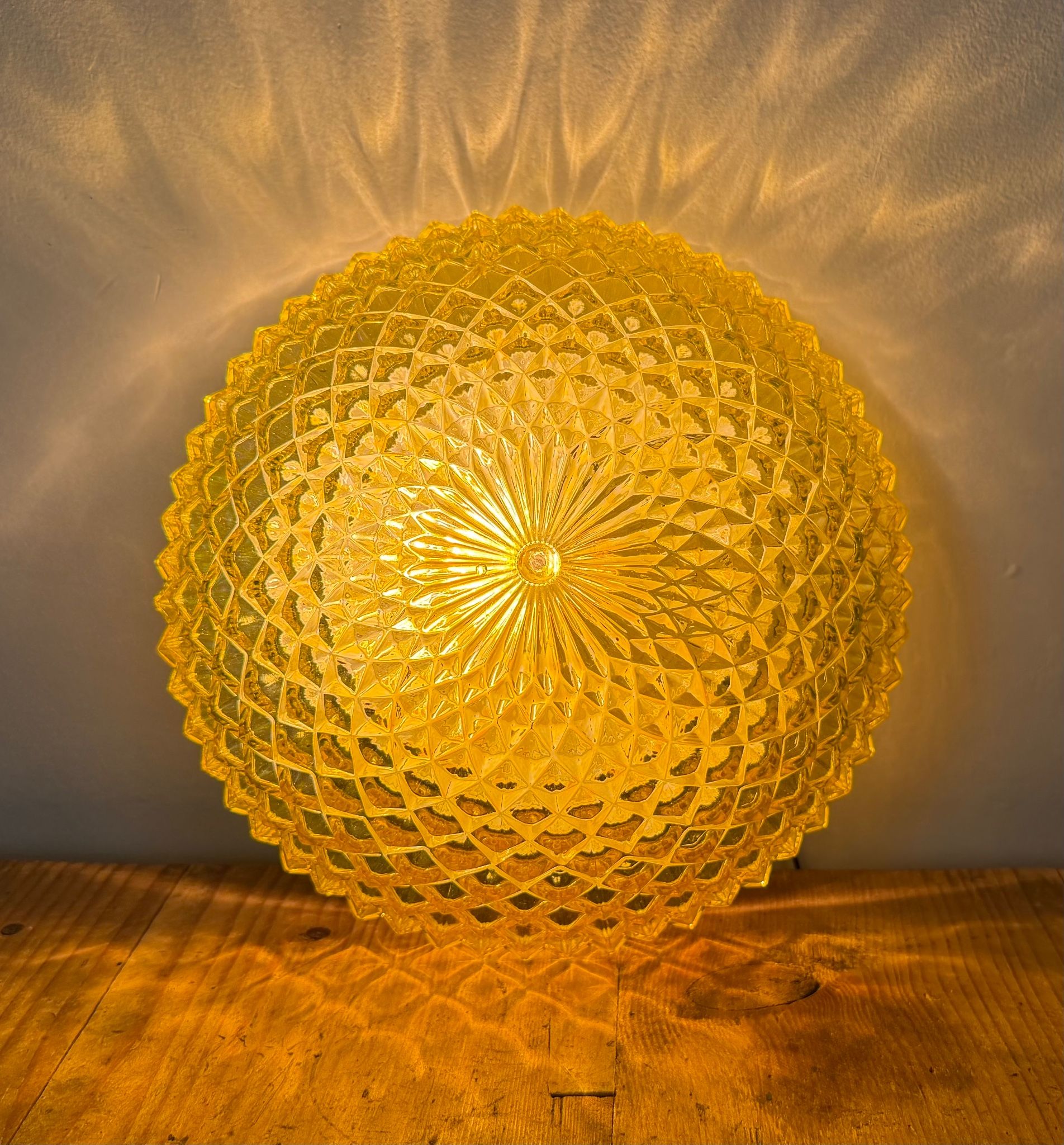 Vintage Glass Wall or Ceiling Light, 1970s