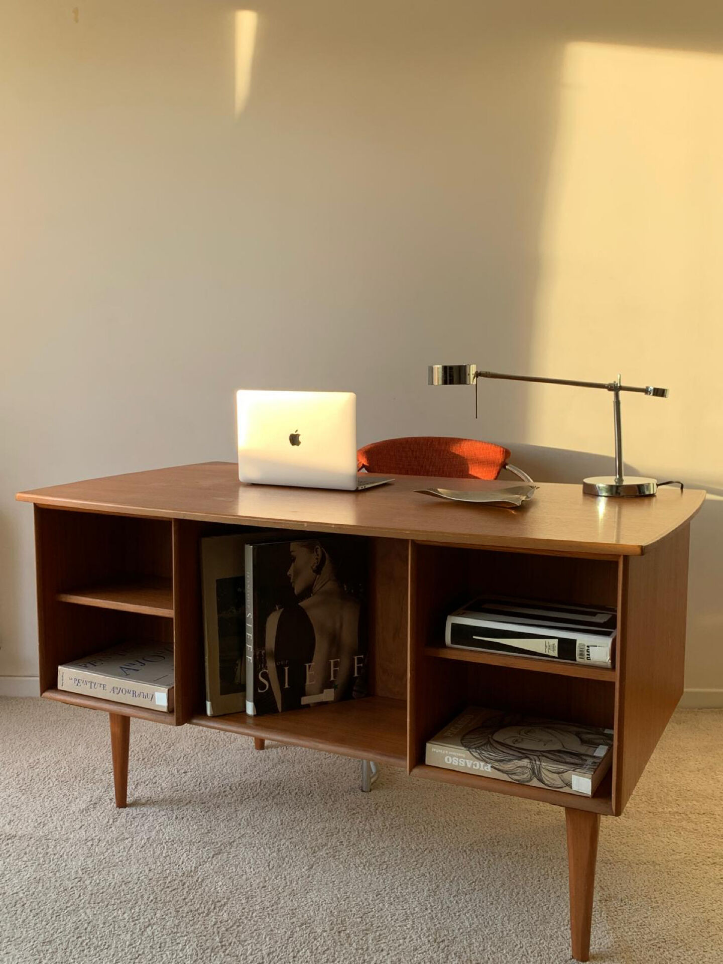 Vintage double-sided Danish teak desk