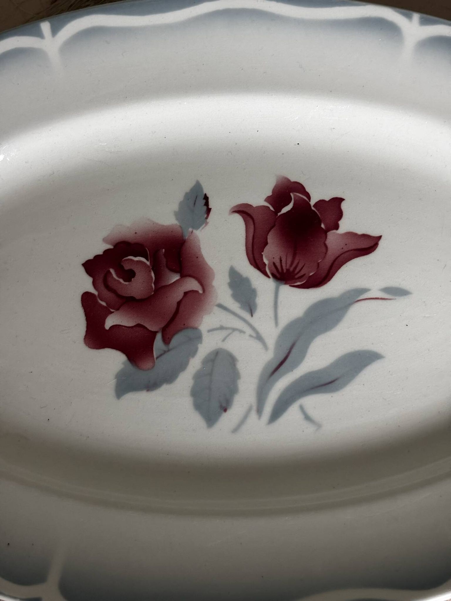 Ancien plat de service ovale faïence Sarreguemines Alesia