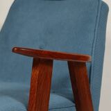 Fauteuil vintage en velours côtelé Revêtement bleu océan