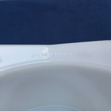 Flat vintage round Arcopal casserole with flowers