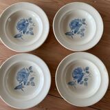 4 assiettes anciennes creuses Digoin & Sarreguemines "motif roses"