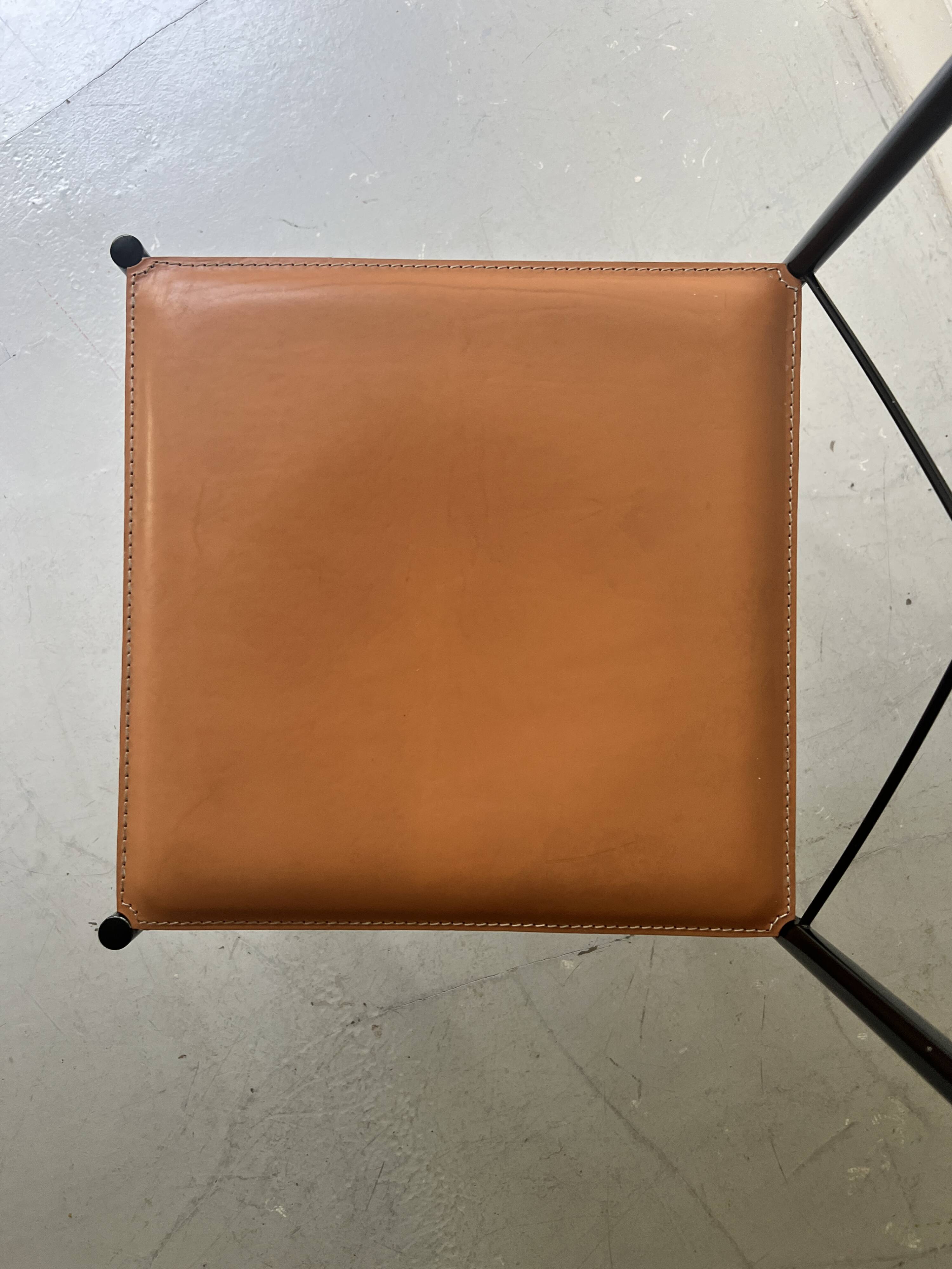 Metal and cognac leather chair, Arrben Italy design 1970