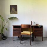 Bureau et sa chaise scandinave palissandre