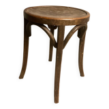 Low wooden stool round seat vintage TBE