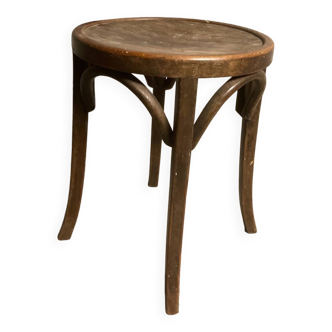 Low wooden stool round seat vintage TBE