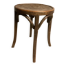 Tabouret bas en bois siège rond vintage TBE