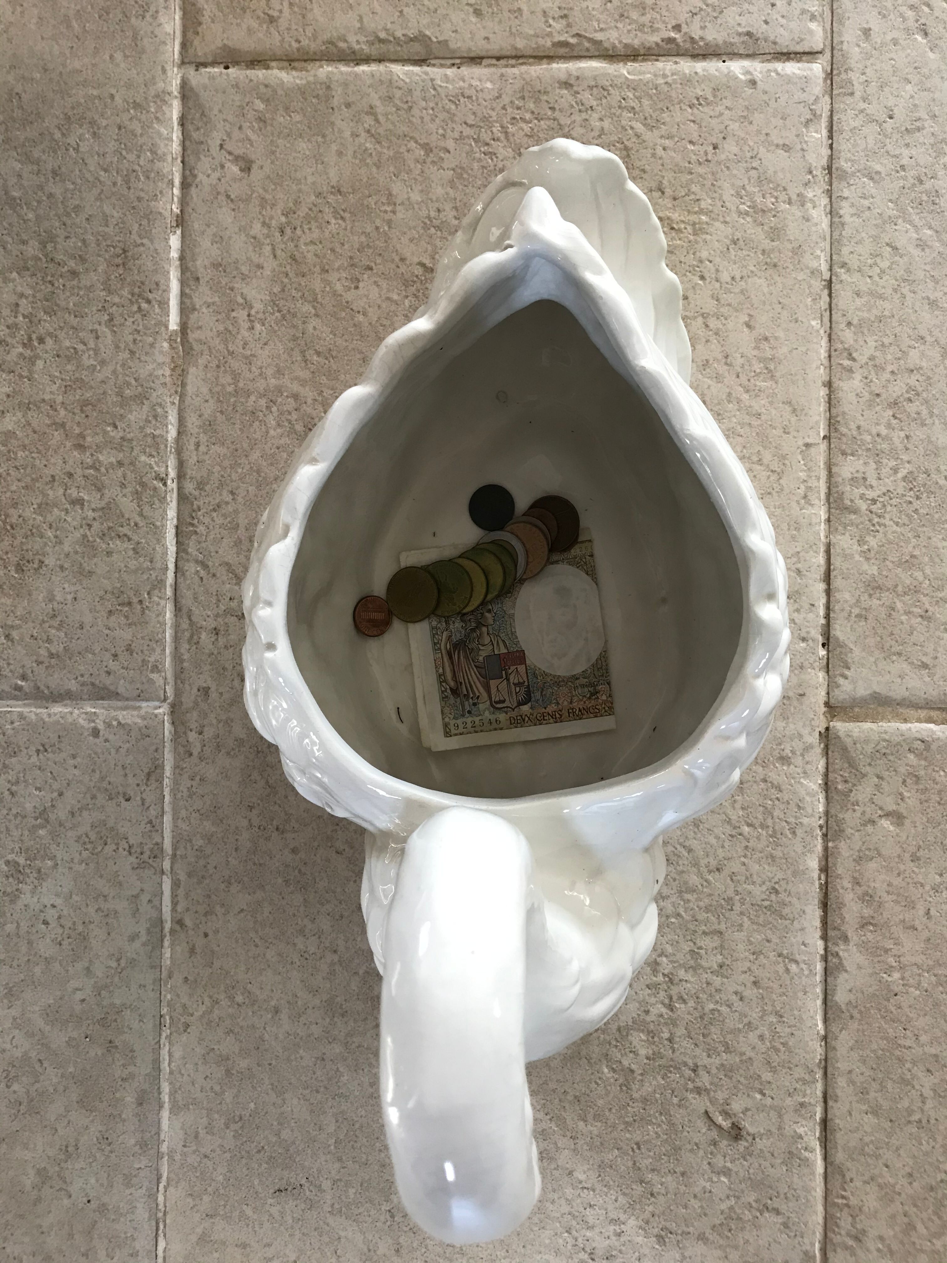 Vintage ceramic swan pot cover