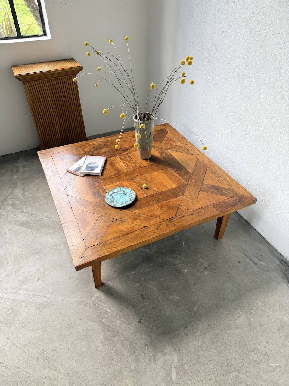 1940s inlaid oak coffee table