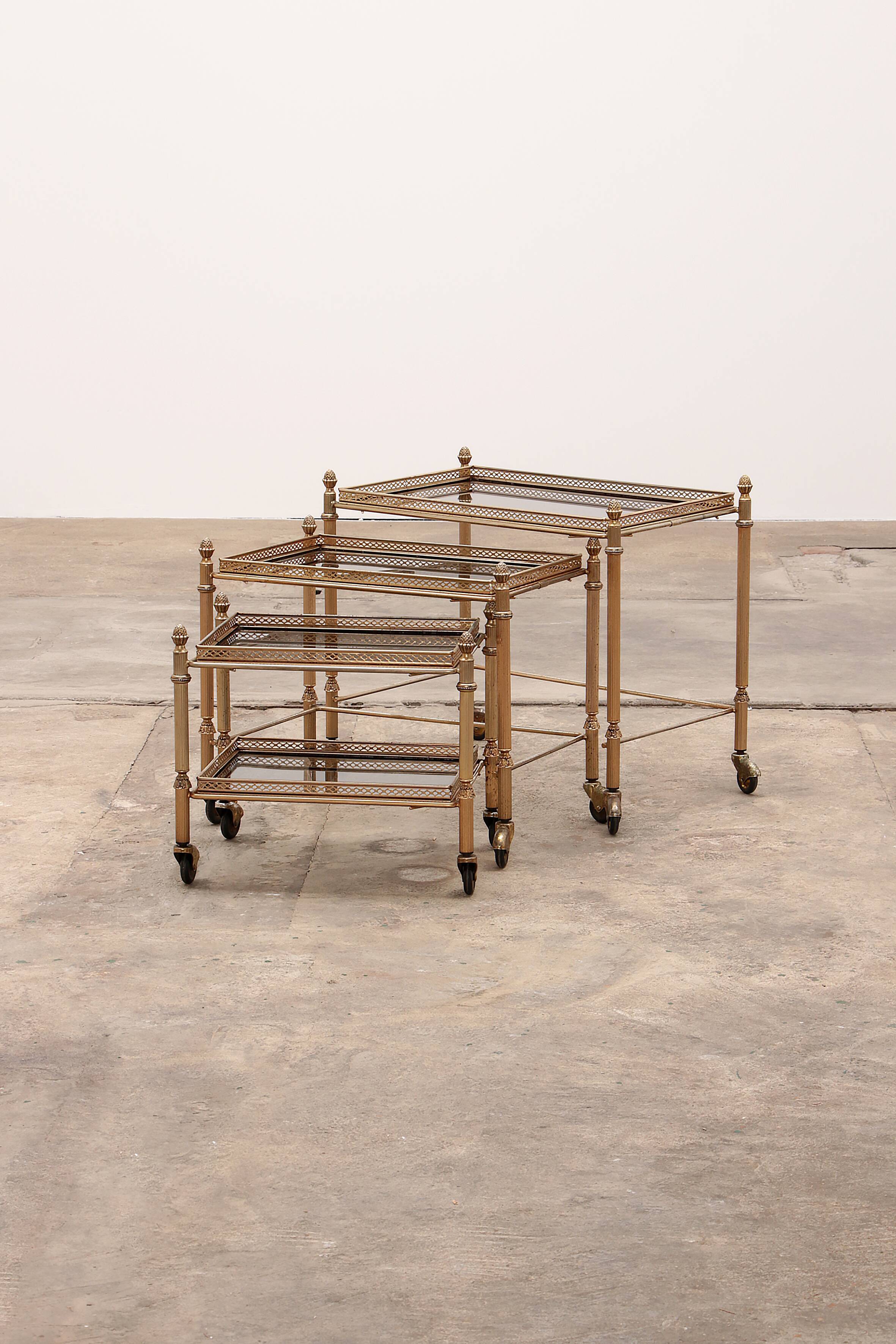 Trolleys three tables made in France in the 1950s.