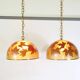 Italian design hanging lamps resin and leaves, 1970s 1980s
