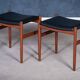 Teak Stools with Black Leather Tops by Spøttrup Møbelfabrik, 1960s, Set of 2