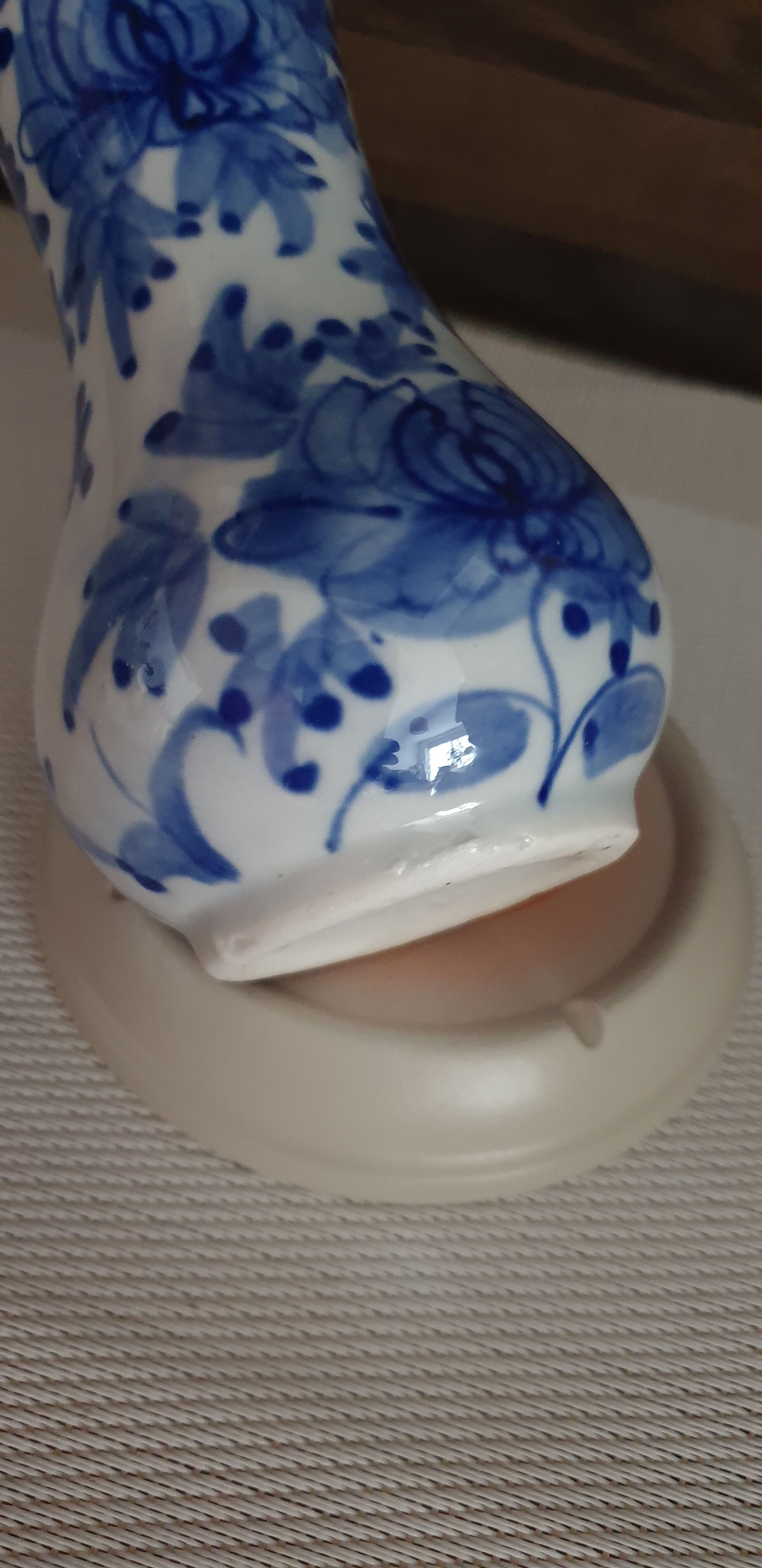 Vintage vase flower blue white h.15.5cm