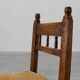 19th Century Spanish Hand-Carved oak Side Chair with Velour Seat