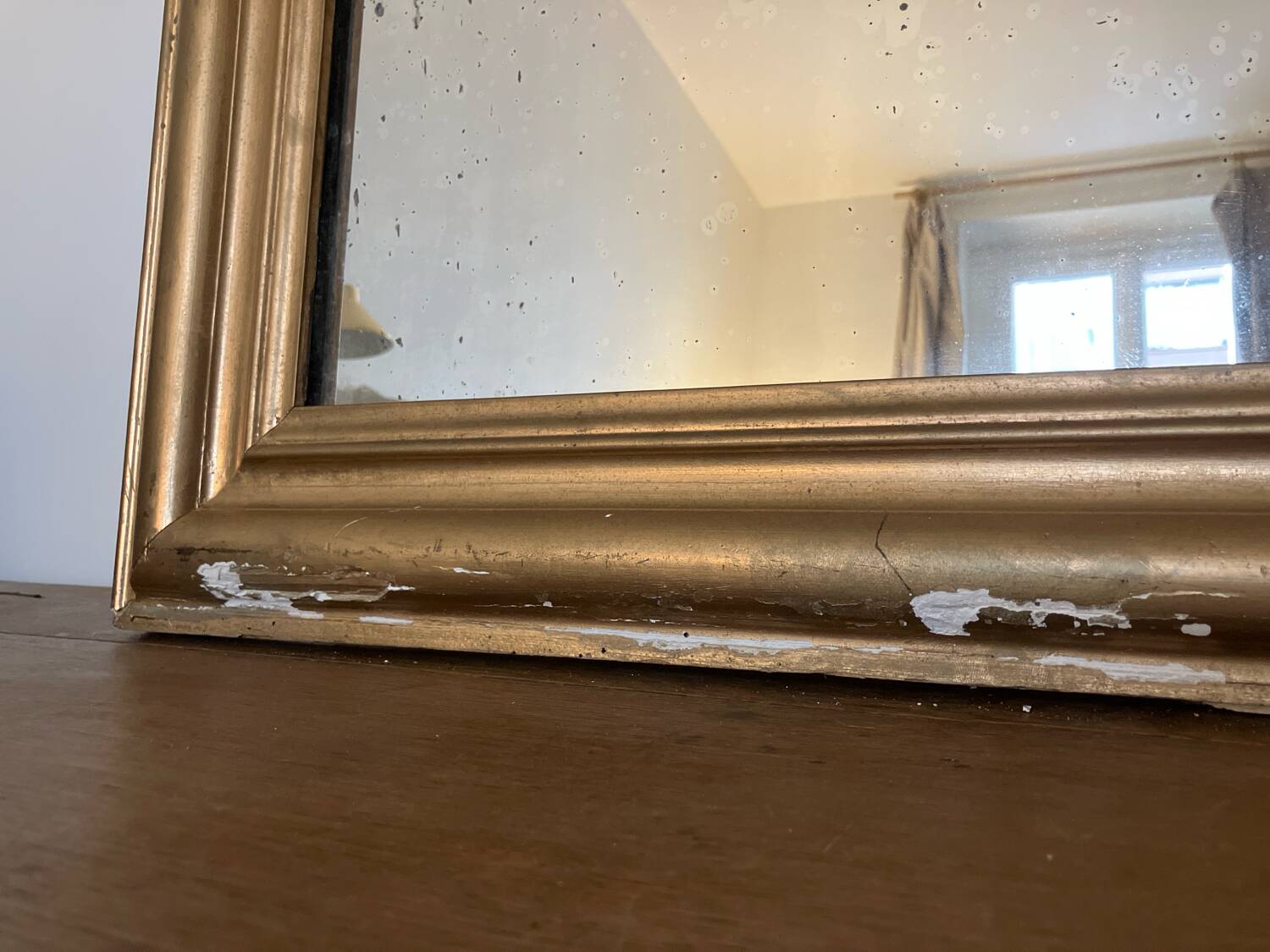 Gilded mirror, mercury glass - 62xH82cm