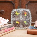 Plateau apéritif vintage en verre compartimenté années 1950