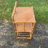 Vintage 3-tier bamboo and rattan shelf