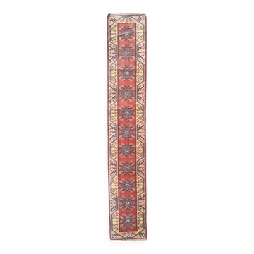 Vintage Turkish runner 475x81 cm Milas rug, terracotta red, green, beige 2507
