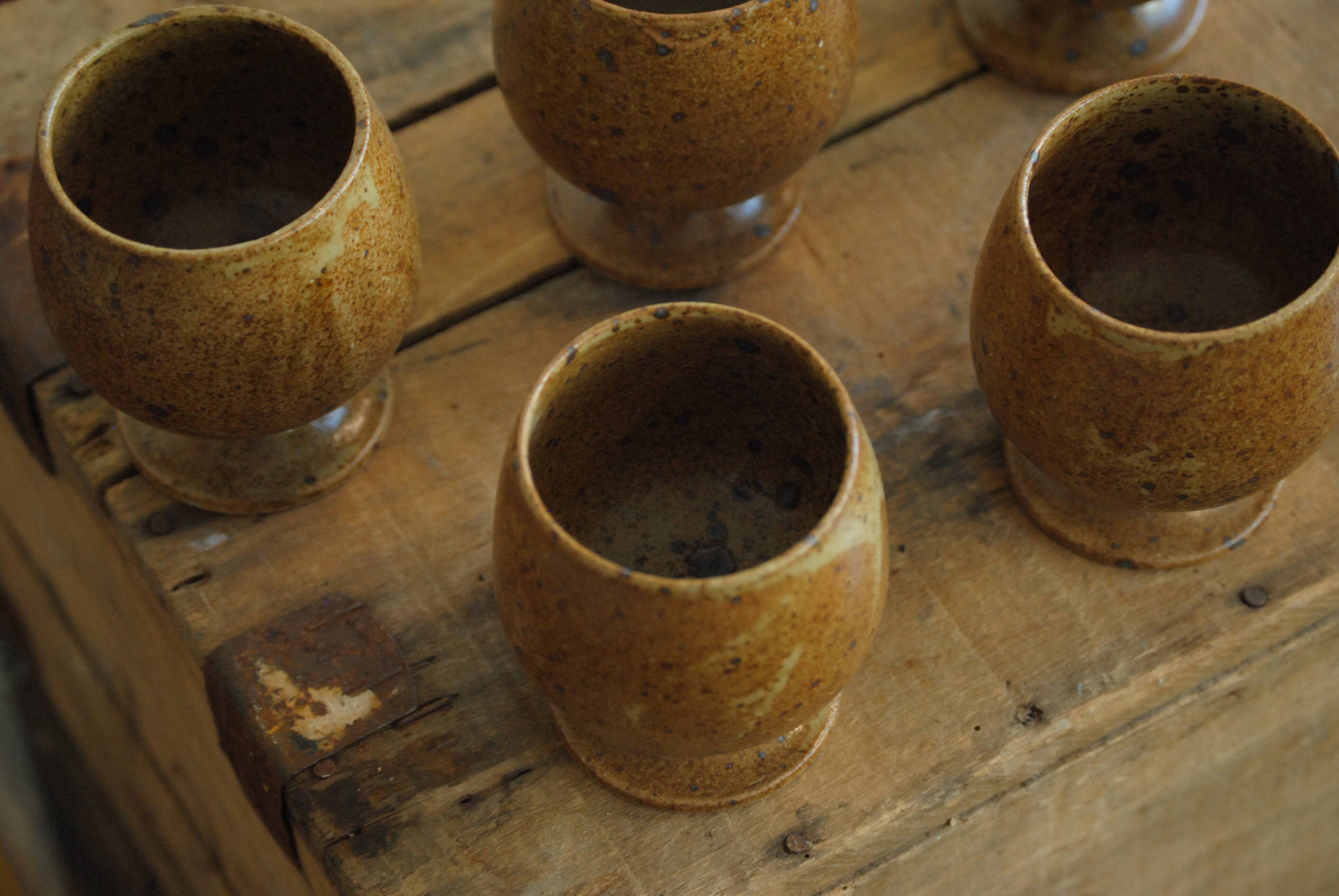 Lot of 6 cups or glasses vintage stoneware mazagrans