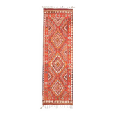 1970s Vintage Turkish Hand-Knotted Wool Cotton Red Runner Rug 90x290