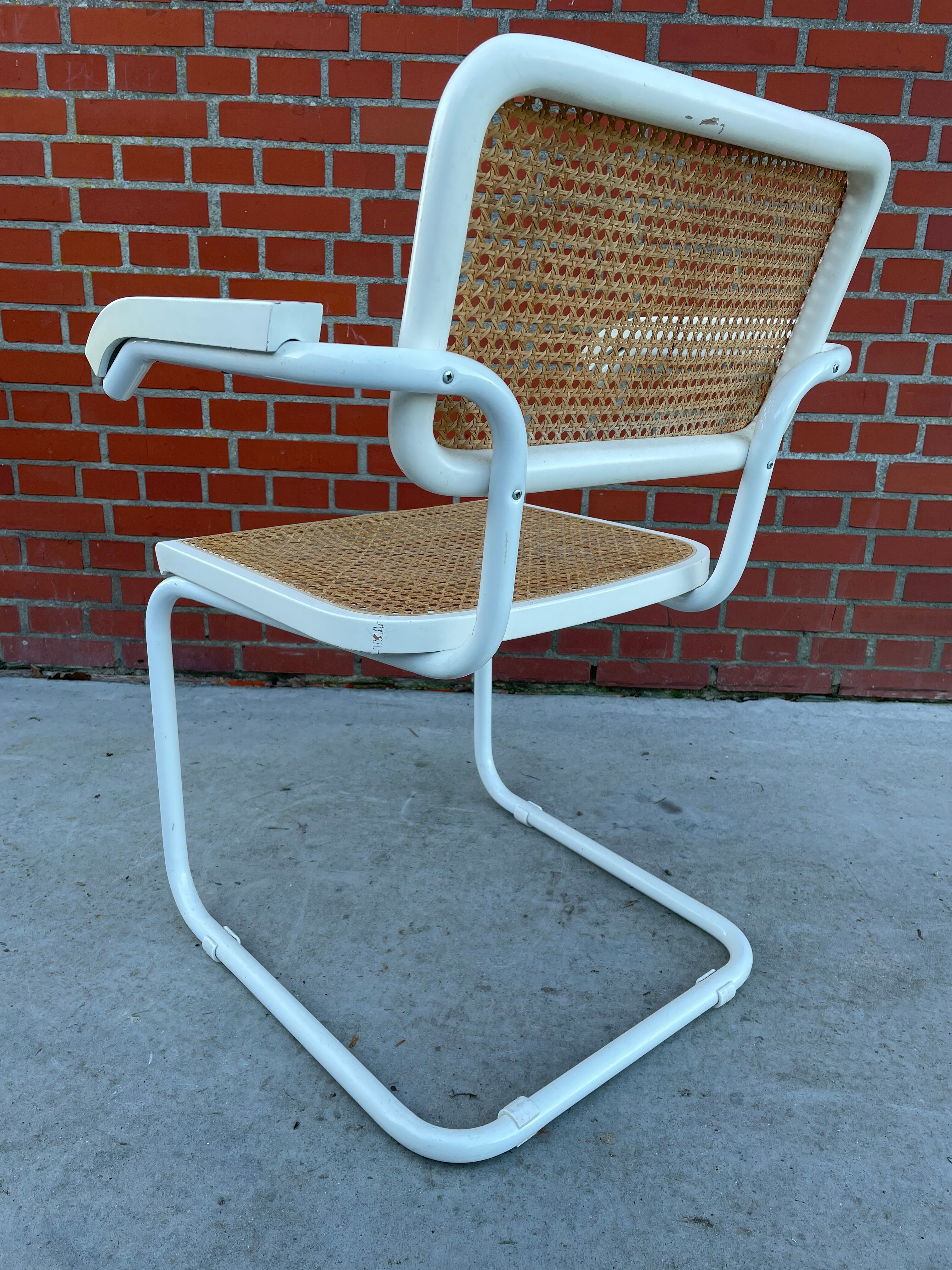 Cesca Chair model with armrest in white