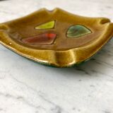 Ashtray abstract in ceramic and leather 50s-60s