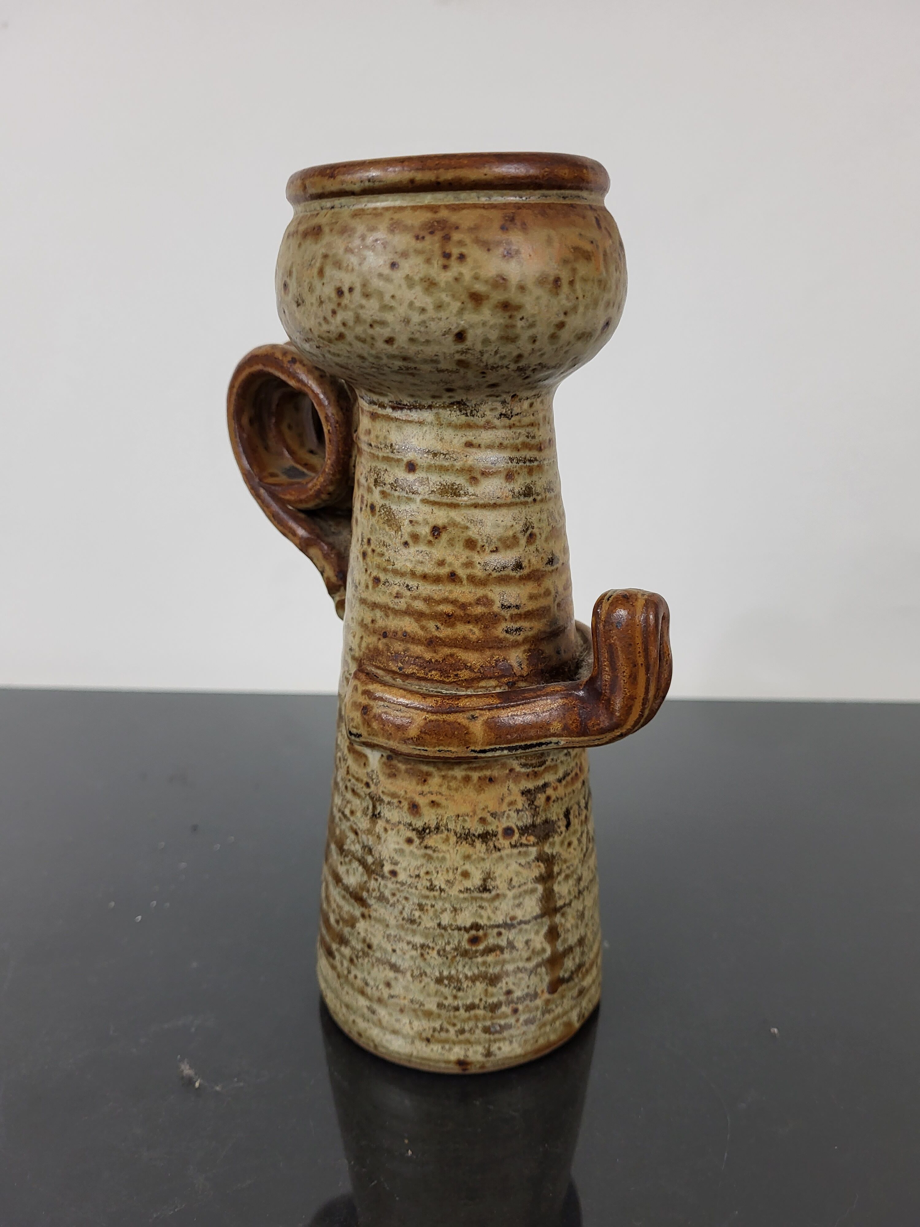 Bougeoir en grès pyrité vintage