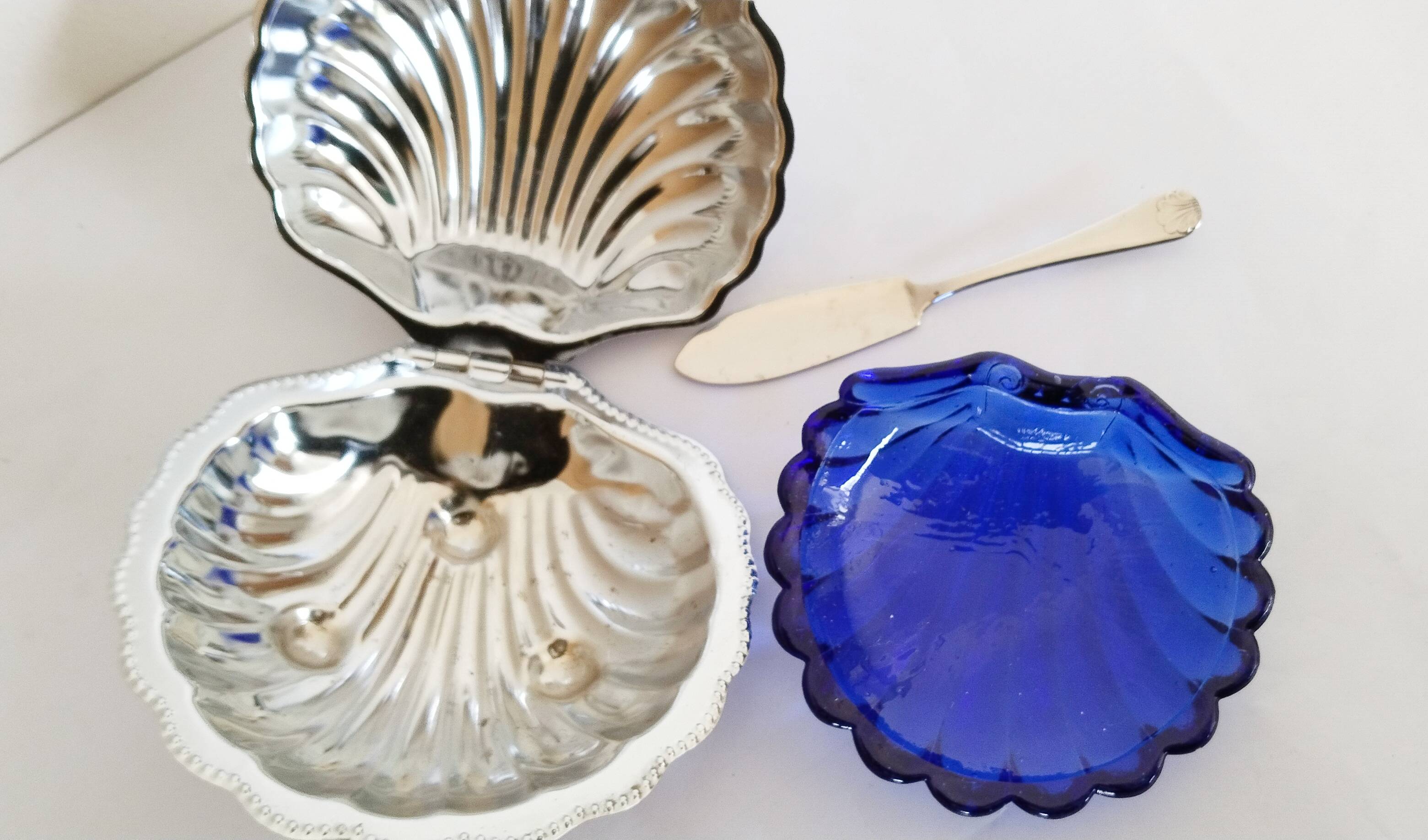 Stainless steel scallop butter dish, 1950s (ref 3)
